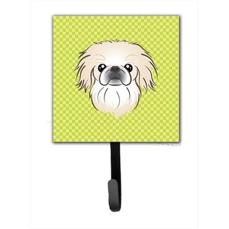 Carolines Treasures Checkerboard Lime Green Pekingese Leash or Key Holder- 4.25 W x 7 H In. BB1283SH4